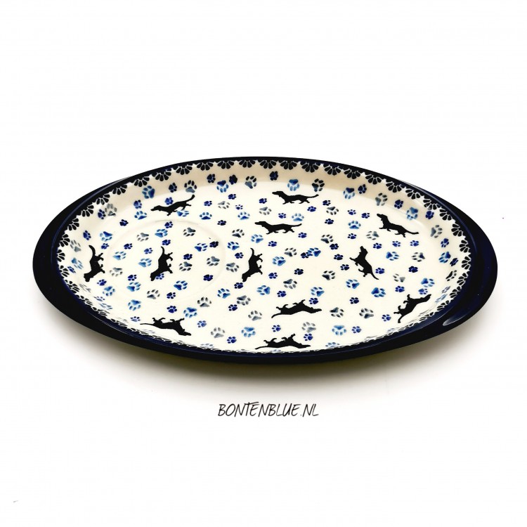 469 Bunzlau Serveerbord voor een mok decor 2151X Teckel - 469